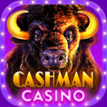 Player spinning virtual slot reels on Cash man Casino app, enjoying free coins and Las Vegas–style slot games.